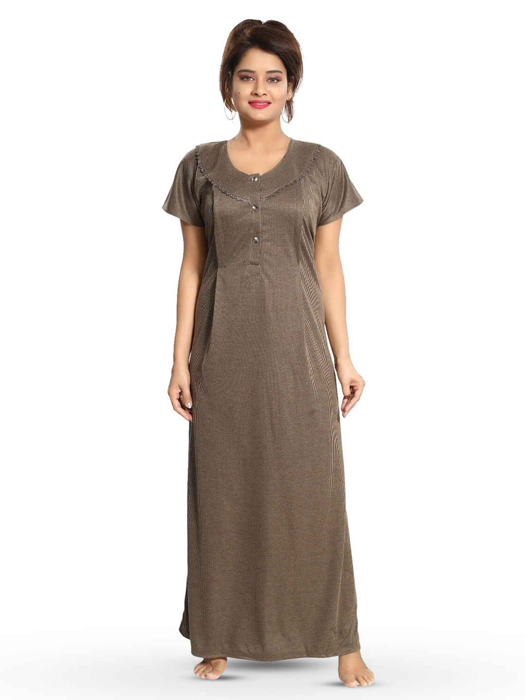 

Fabme Striped Maternity Maxi Nightdress, Green