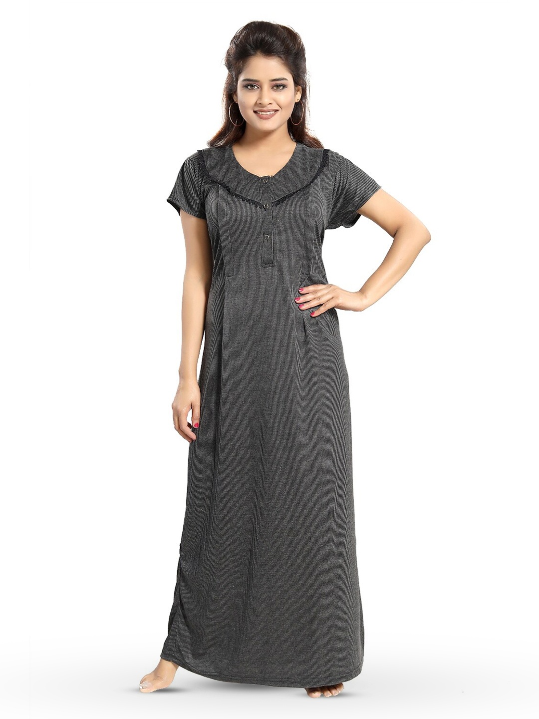 

Fabme Maternity Striped Maxi Nightdress, Black