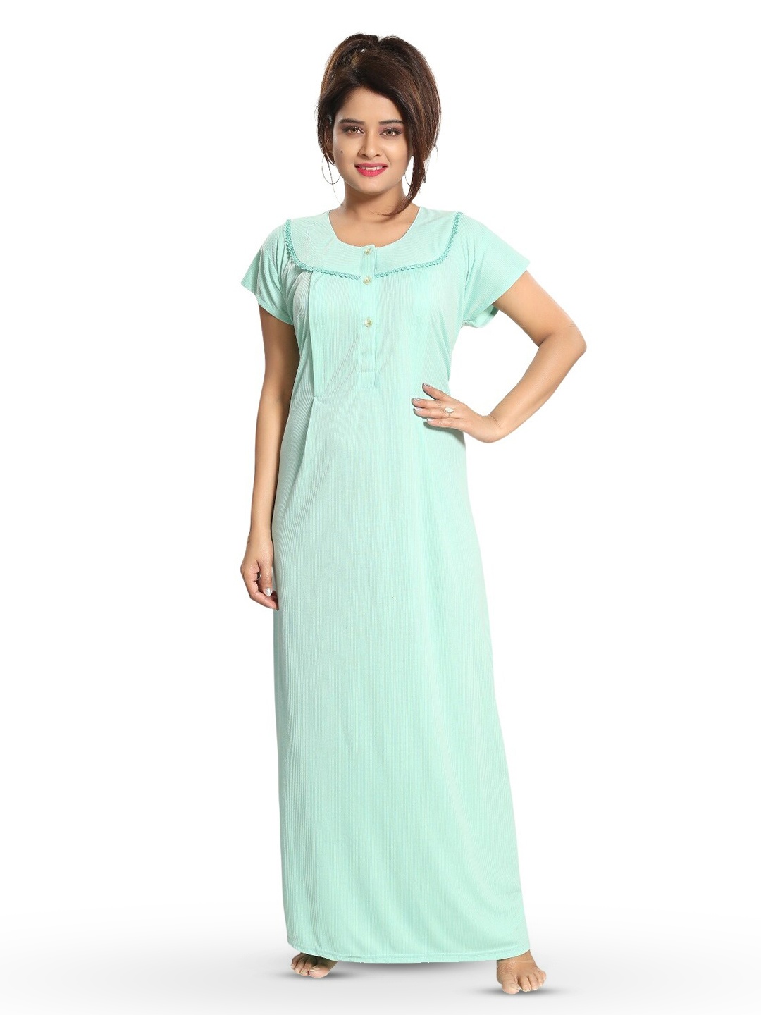 

Fabme Striped Maternity Maxi Nightdress, Green