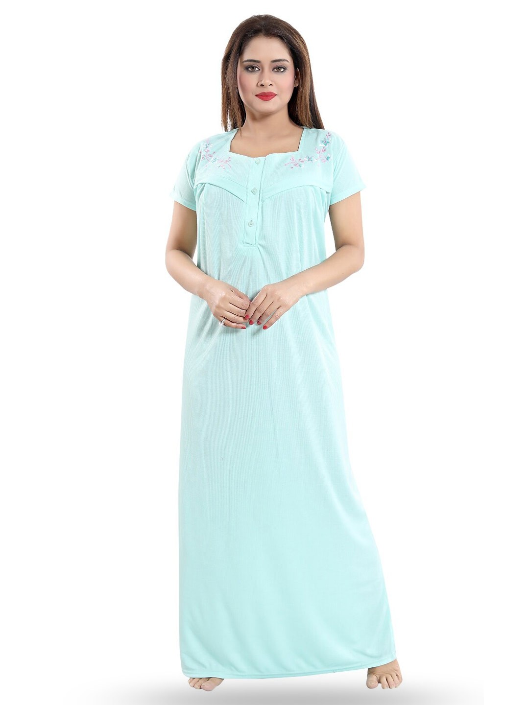 

Fabme Maternity Striped Maxi Nightdress, Sea green