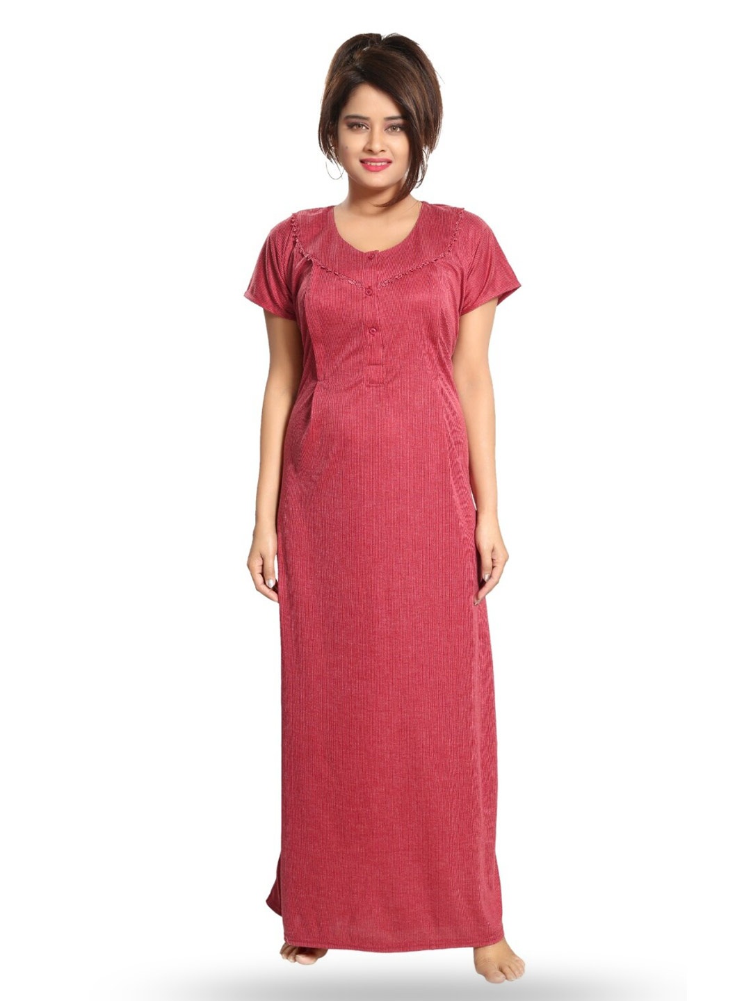 

Fabme Striped Maternity Maxi Nightdress, Red