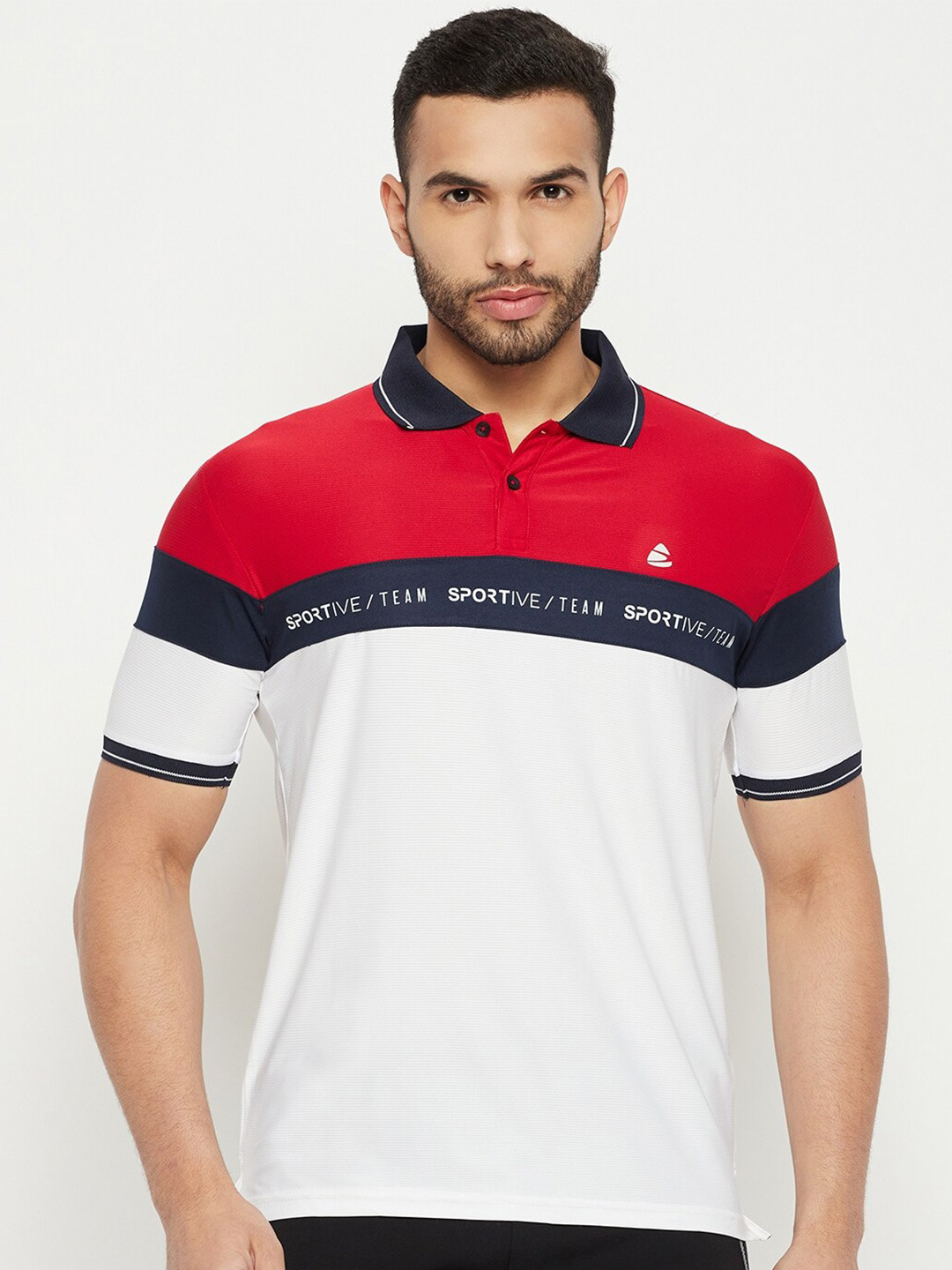 

Duke Colourblocked Polo Collar Sports T-shirt, Red