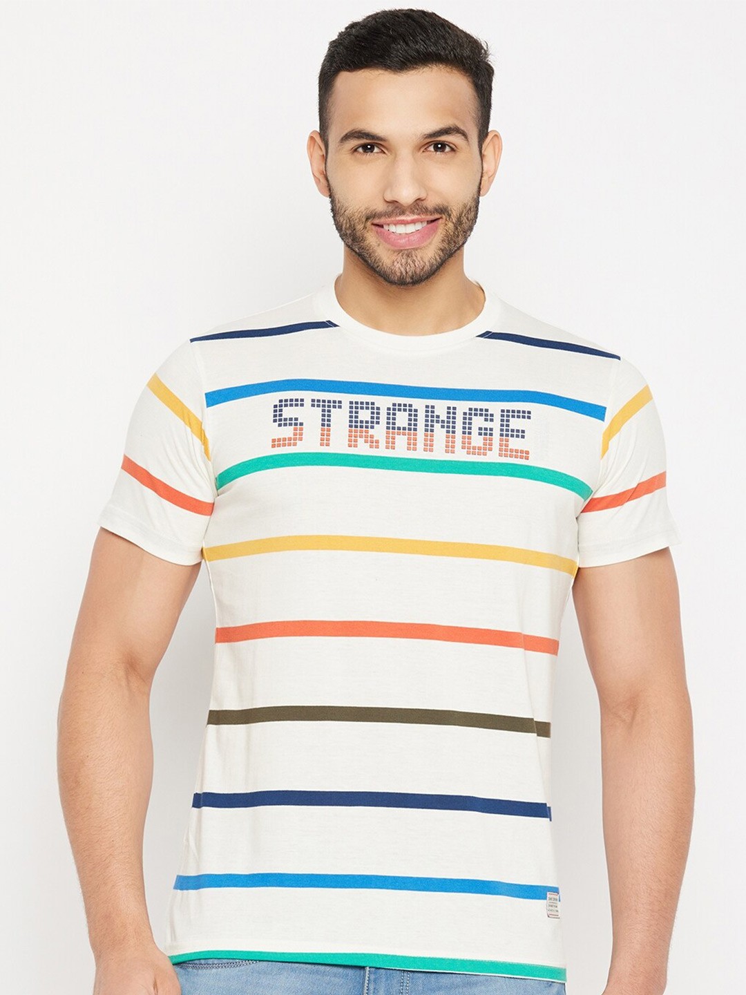 

Duke Striped Cotton Slim Fit T-shirt, White