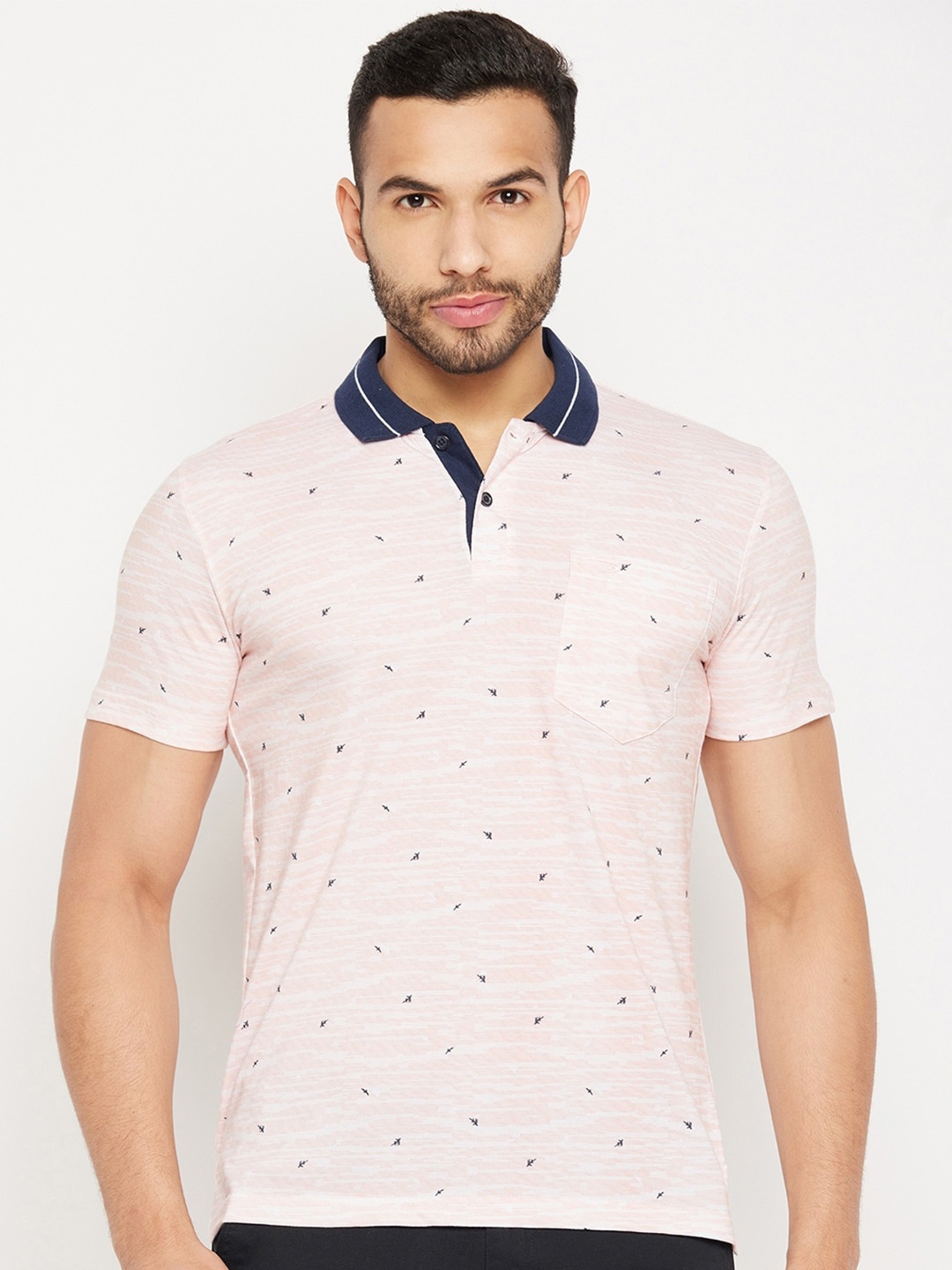 

Duke Conversational Printed Polo Collar Cotton T-shirt, Peach