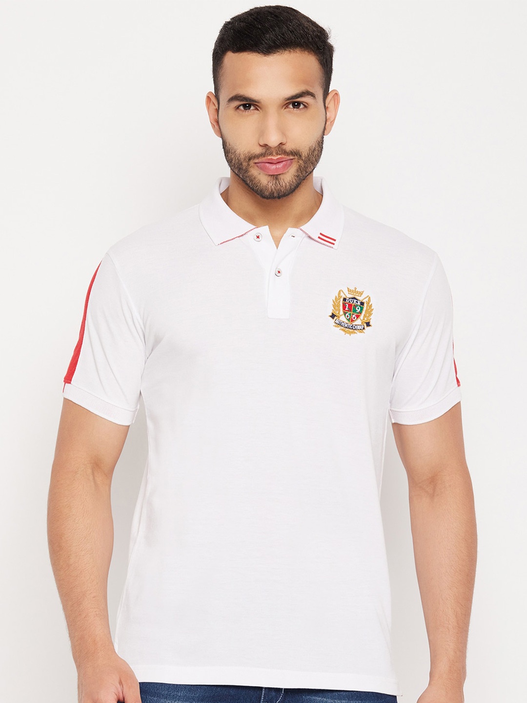 

Duke Polo Collar Cotton Slim Fit T-shirt, White