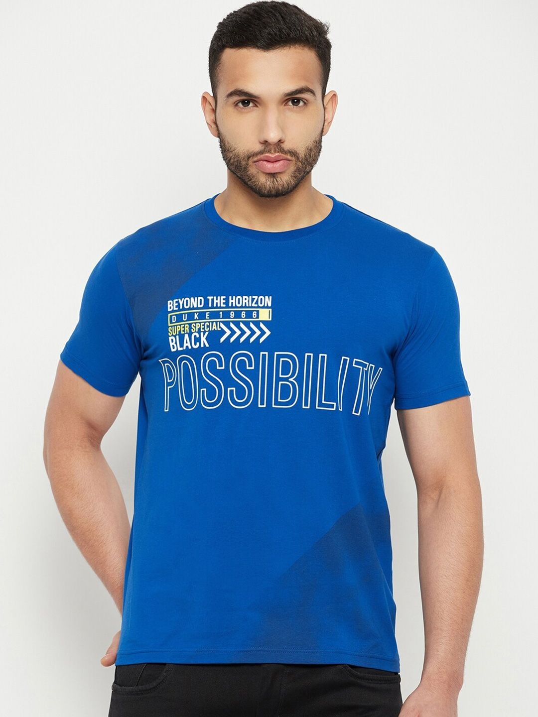 

Duke Typography Printed Cotton Slim Fit T-shirt, Blue