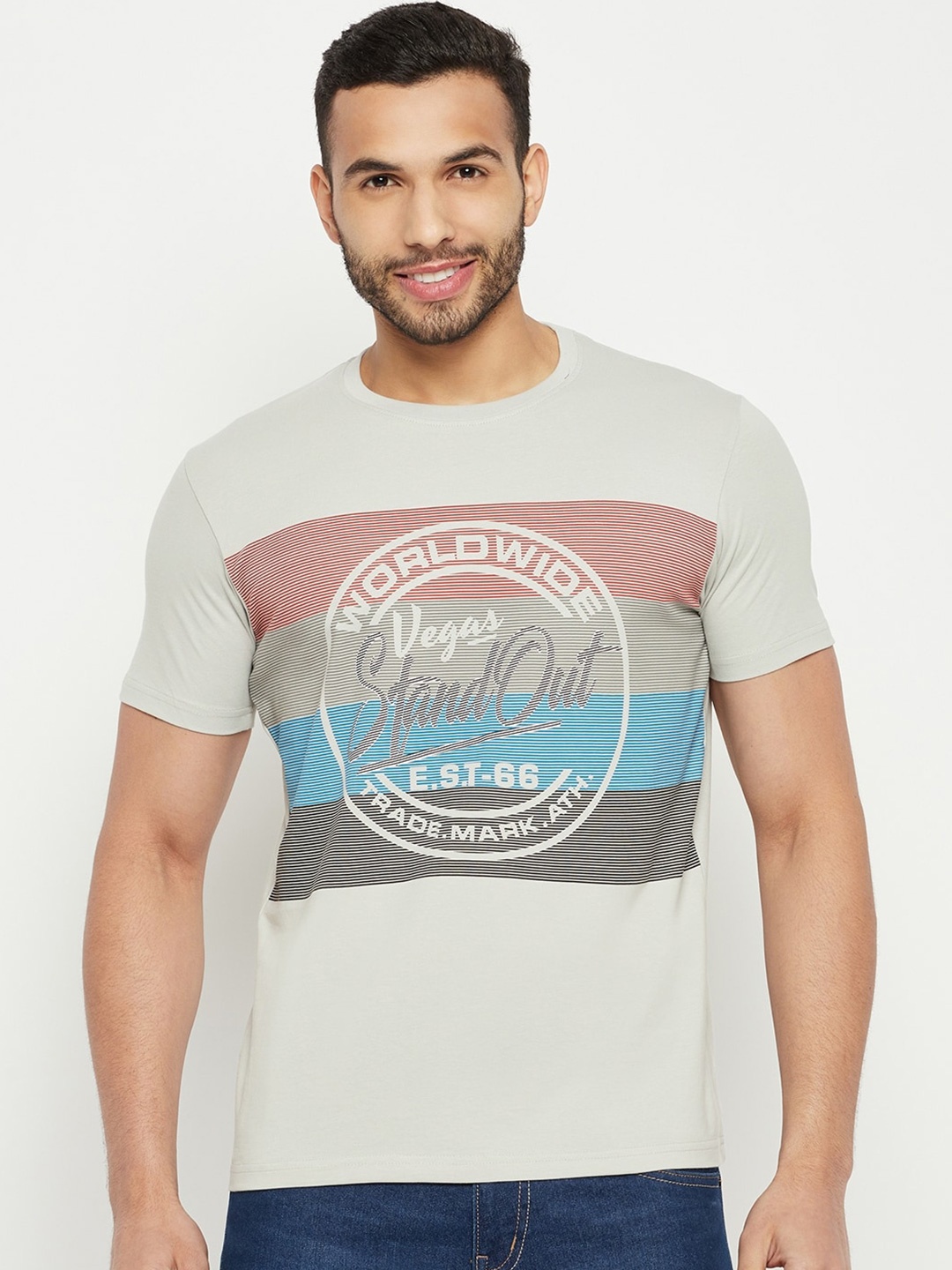 

Duke Typography Printed Cotton Slim Fit T-shirt, Grey