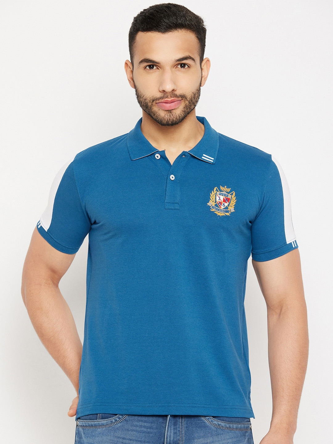 

Duke Polo Collar Cotton Slim Fit T-shirt, Blue