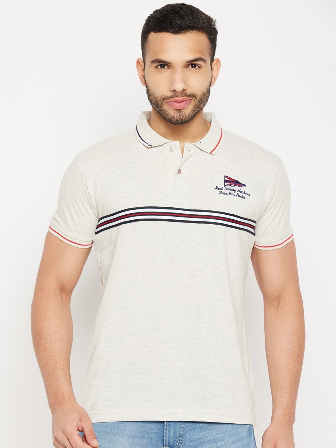 

Duke Polo Collar Cotton Slim Fit T-shirt, Grey