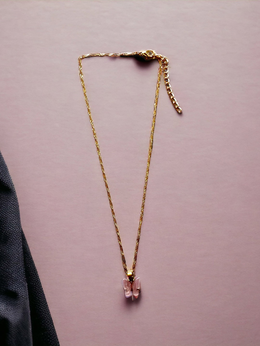 

MYKI Gold-Plated Butterfly Pendant With Chain, Pink