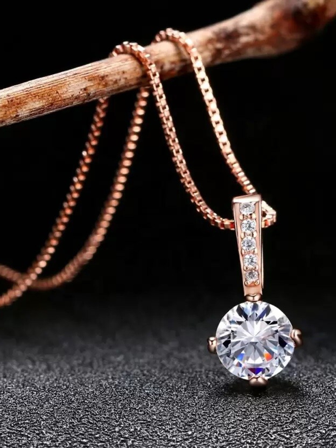 

MYKI Rose Gold-Plated CZ Studded Pendant