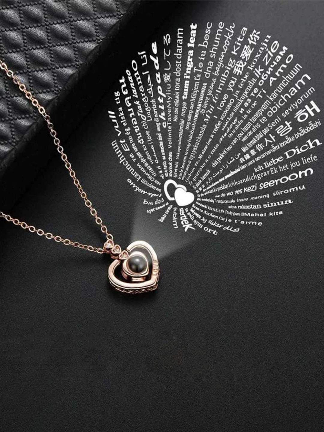 

MYKI Rose Gold-Plated I Love You Projector Pendant with Chain