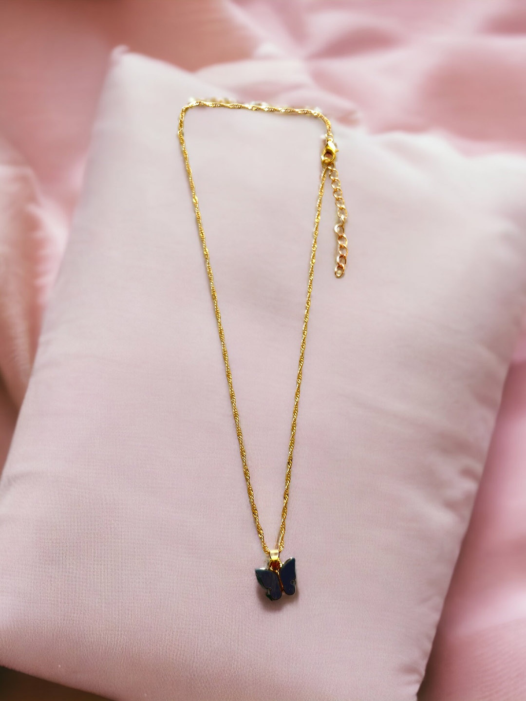 

MYKI Gold-Plated Butterfly Pendant With Chain, Black