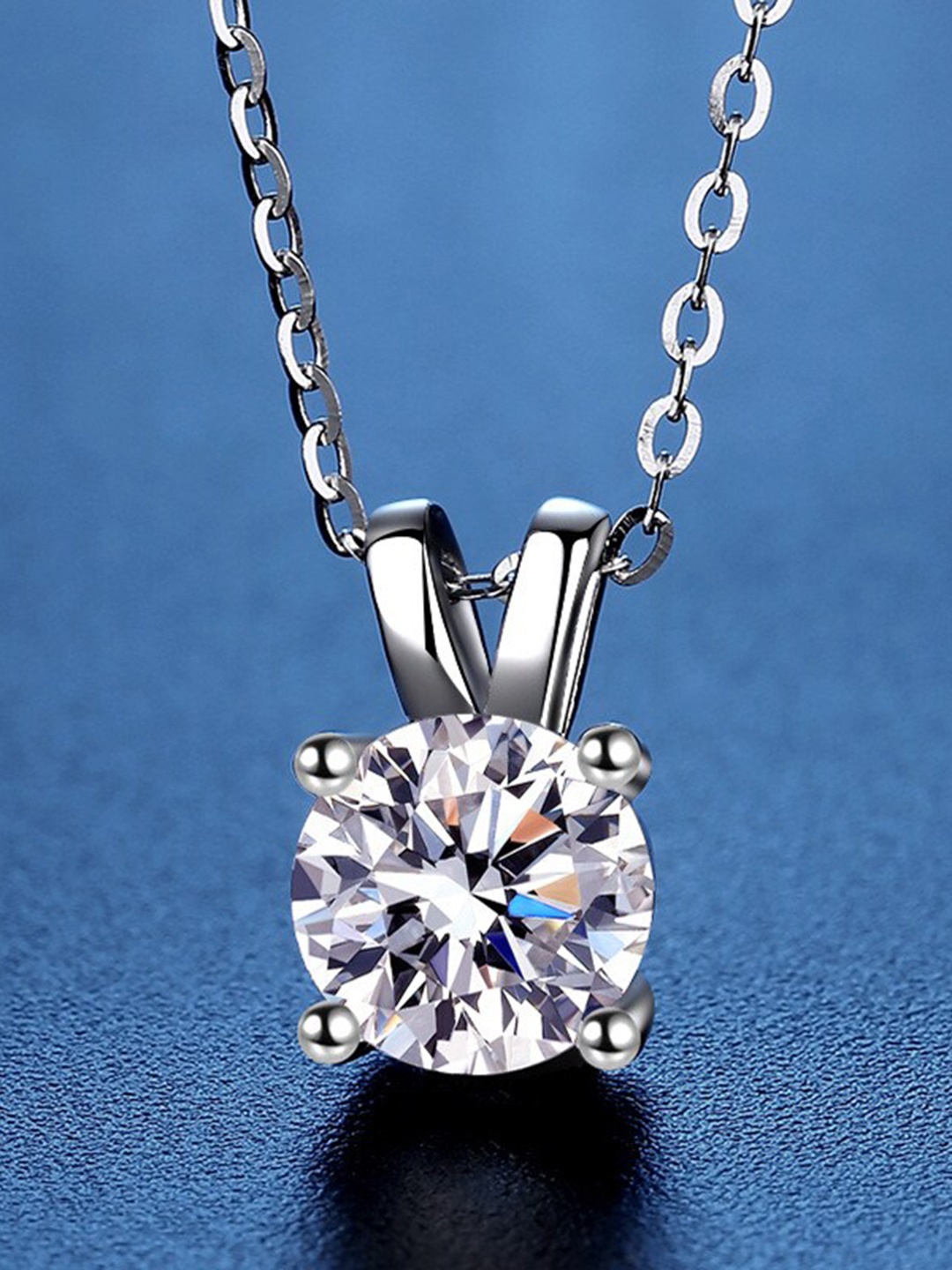 

MYKI Women Silver-Plated Cubic Zirconia Pendant With Chain