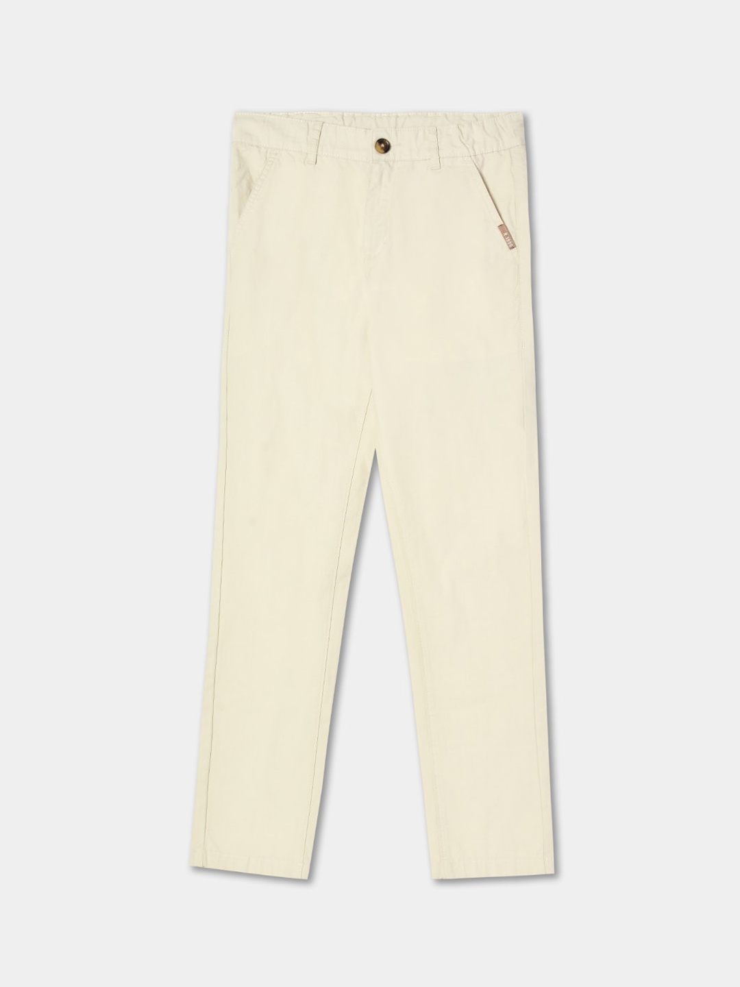 

R&B Boys Mid-Rise Plain Regular Trousers, Beige