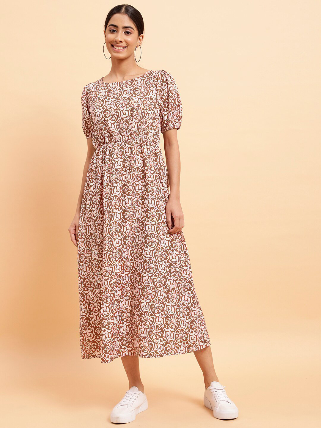

MINT STREET Floral Printed Fit & Flare Midi Dress, Olive