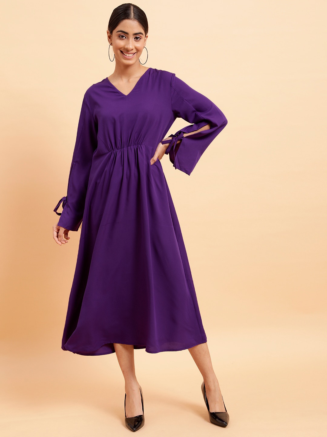 

MINT STREET V-Neck Fit & Flare Midi Dress, Purple