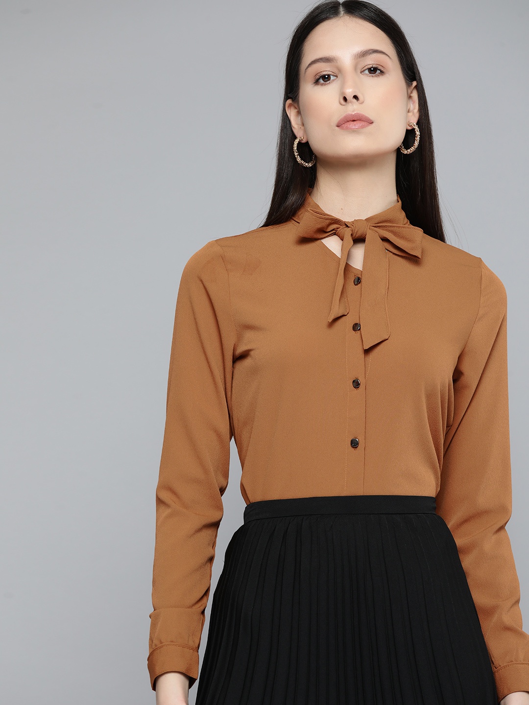 

Chemistry Women Classic Opaque Casual Shirt, Brown