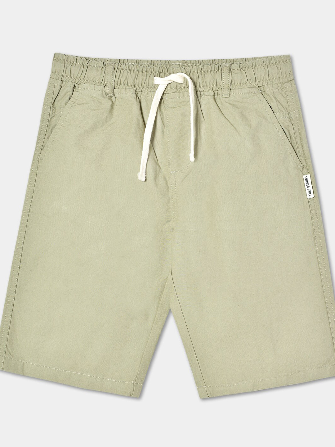 

R&B Boys Mid-Rise Woven Cotton Shorts, Green