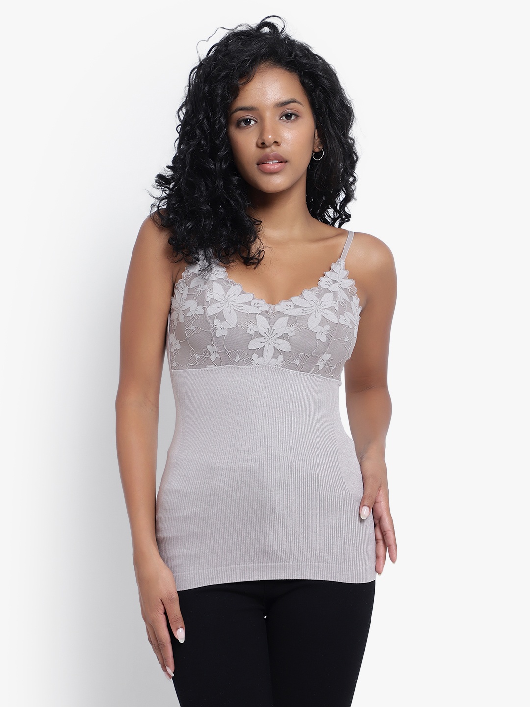 

PARKHA Ribbed Padded Camisole, Grey