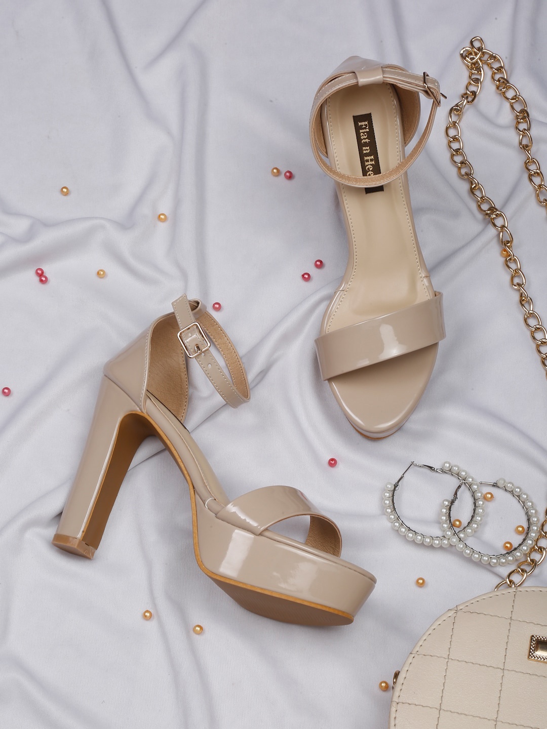 

Flat n Heels Open Toe Platform Heels, Beige