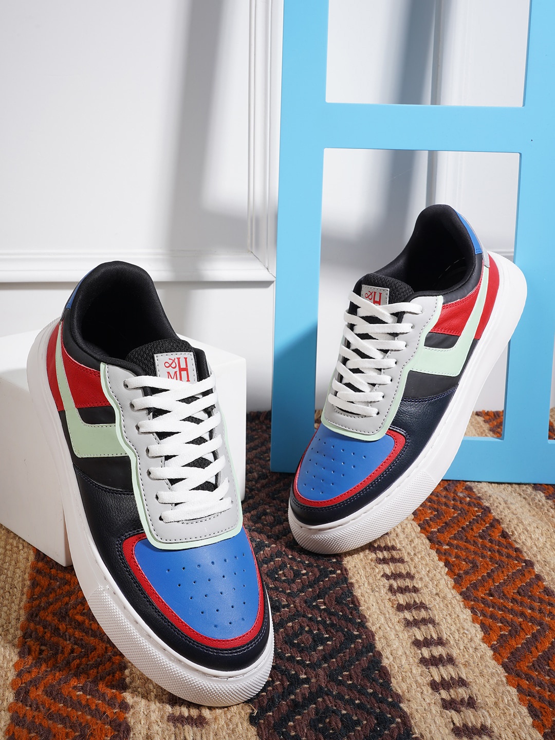 

Mast & Harbour Men Blue And Grey Colourblocked Sneakers