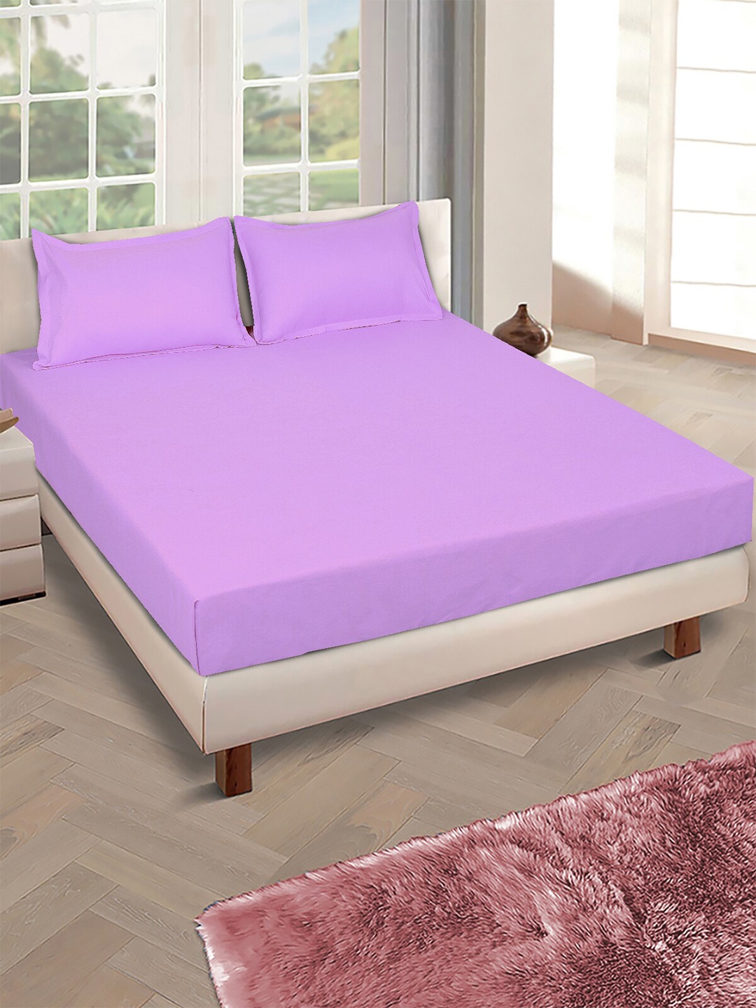 

ROMEE Lavender 150 TC Queen Microfiber Bedsheet With 2 Pillow Covers