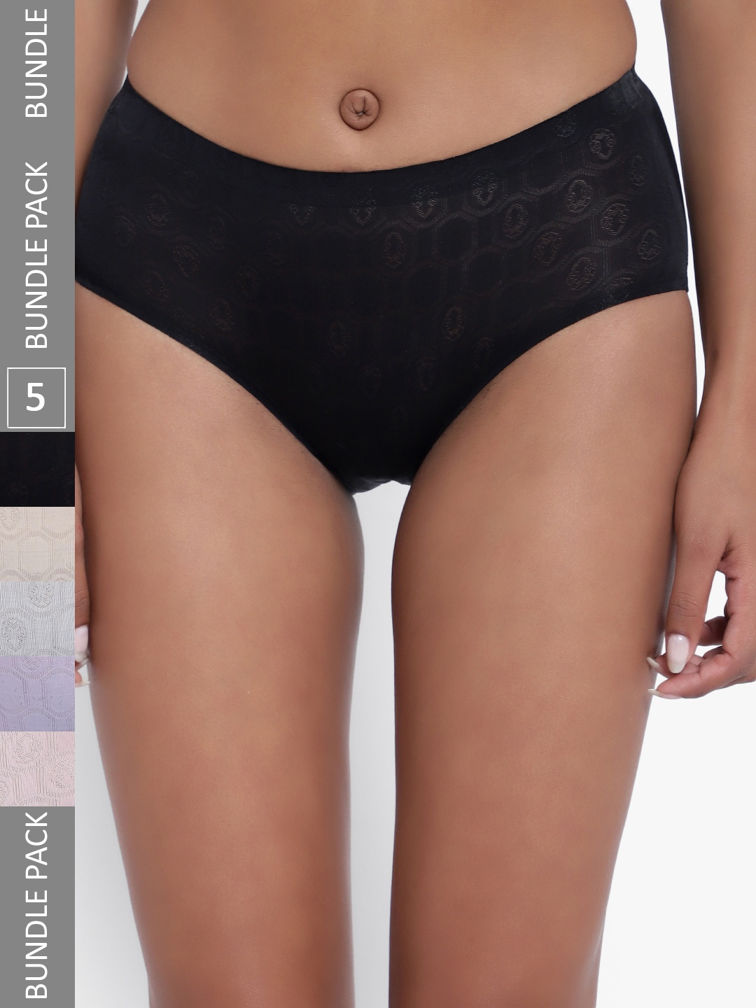 

PARKHA Women Pack Of 5 Assorted Anti-Bacterial Hipster Briefs