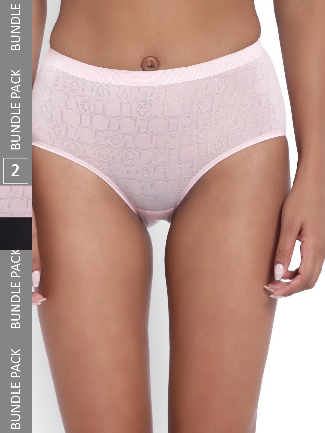 

PARKHA Women Pack Of 2 Assorted Self Design Seamless Anti Bacterial Hipster Briefs