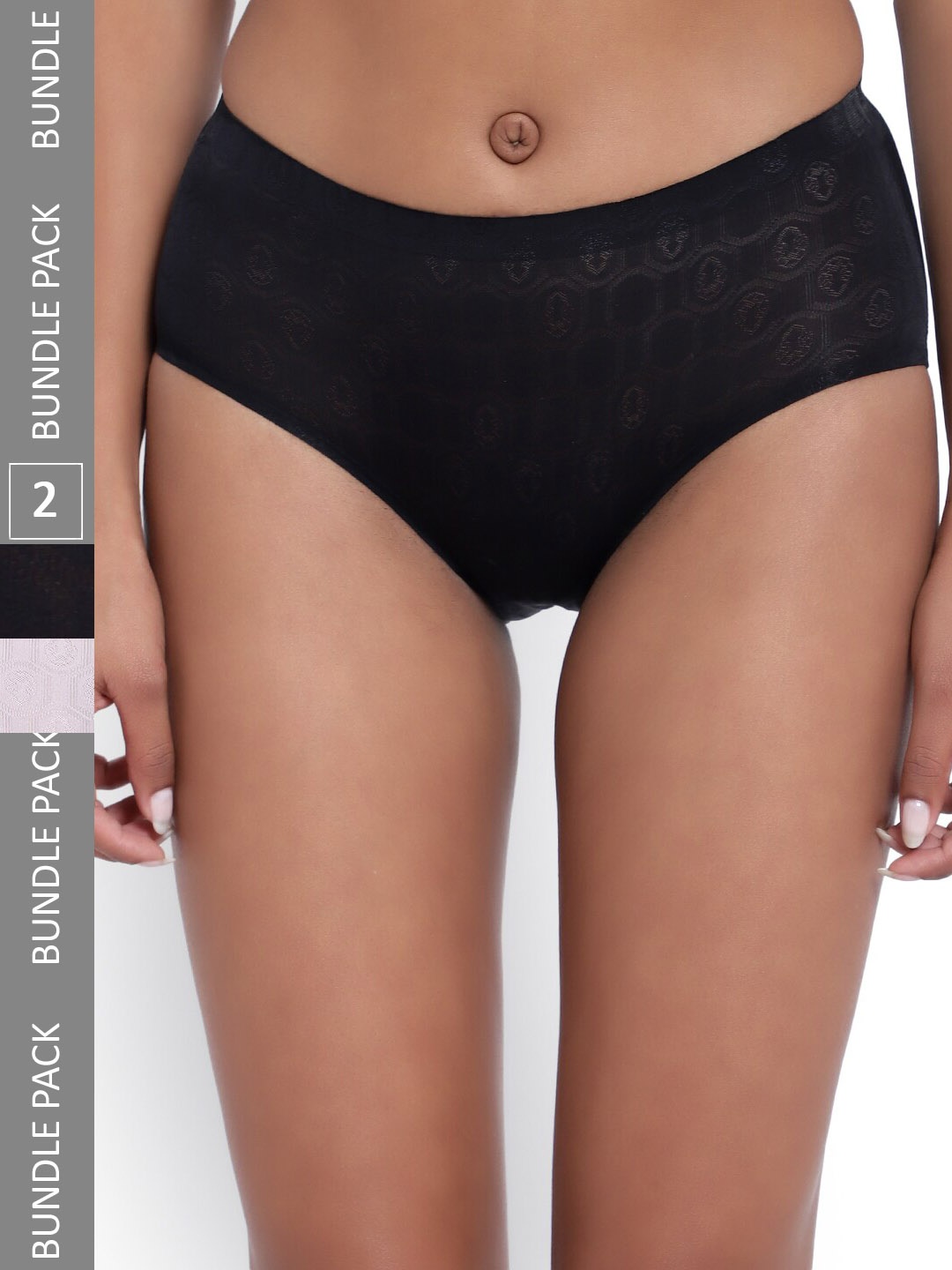 

PARKHA Women Pack Of 2 Assorted Self Design Seamless Anti Bacterial Hipster Briefs