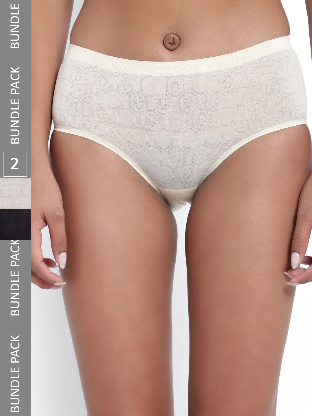 

PARKHA Women Pack Of 2 Assorted Self Design Seamless Anti Bacterial Hipster Briefs