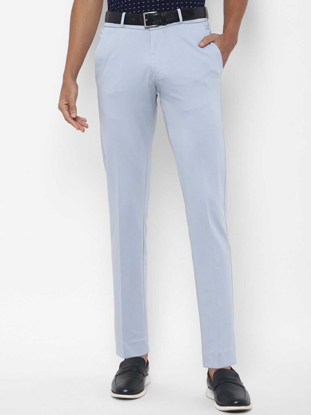 

Allen Solly Men Mid-Rise Slim Fit Regular Trousers, Blue
