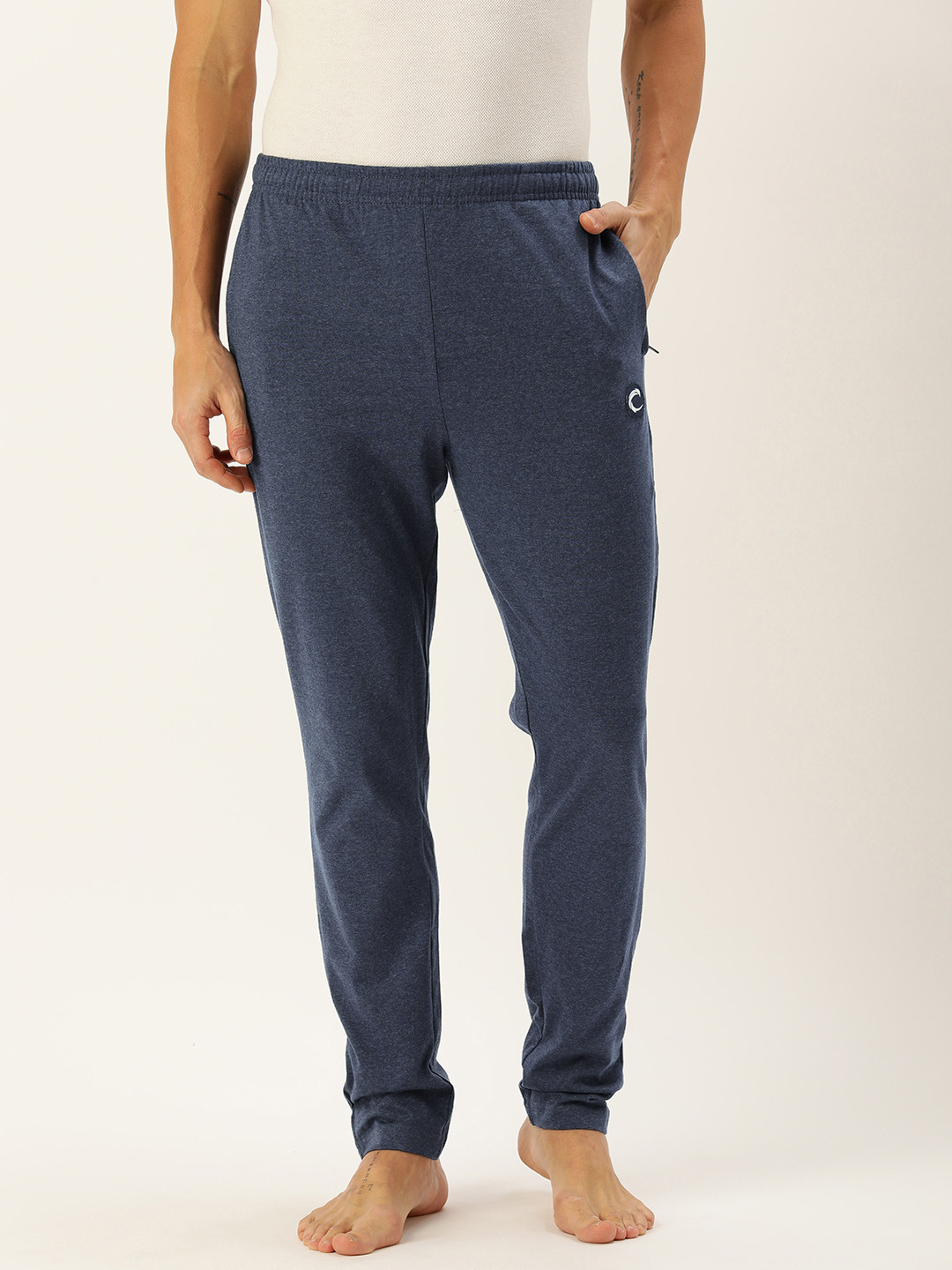 

Chromozome Men Pure Cotton Solid Lounge Track Pants, Navy blue