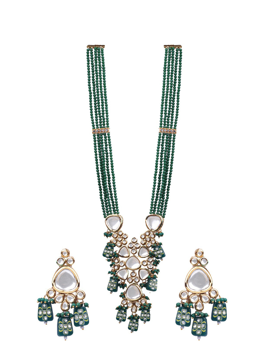 

AASHISH IMITATION Gold-Plated Kundan-Studded & Beaded Jewellery Set