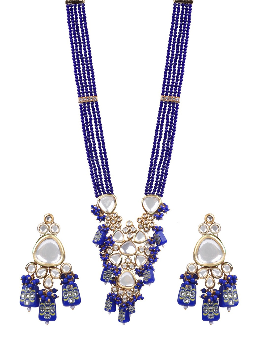 

AASHISH IMITATION Gold-Plated Kundan-Studded & Beaded Neckalce & Earrings Set
