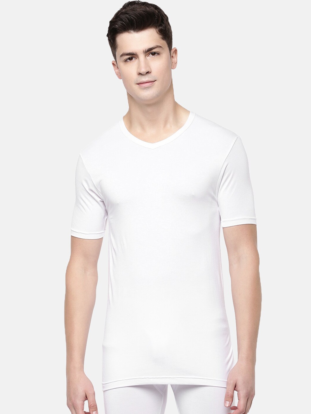 

Macroman M-Series Men Plus Size Round Neck Anti Static Thermal Tops, White