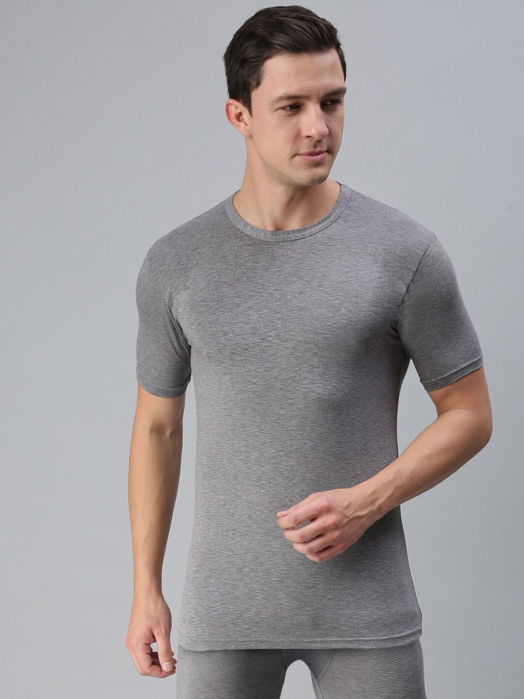

Macroman M-Series Round Neck Thermal Tops, Grey melange
