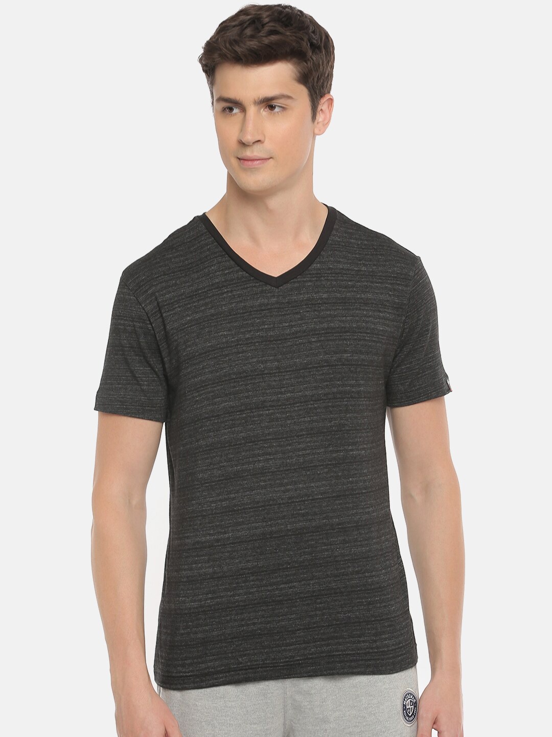 

Macroman M-Series Striped Cotton Sports T-shirt, Black