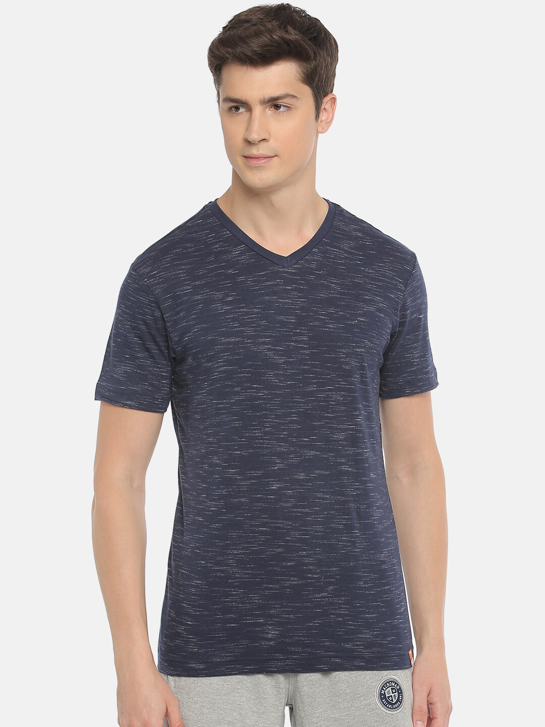 

Macroman M-Series V-Neck Cotton Sports T-shirt, Navy blue