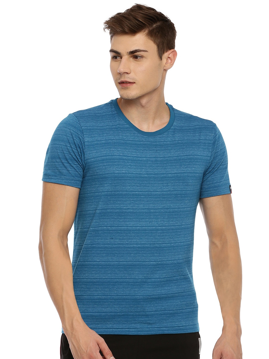 

Macroman M-Series Striped Round Neck Cotton Sports T-shirt, Blue