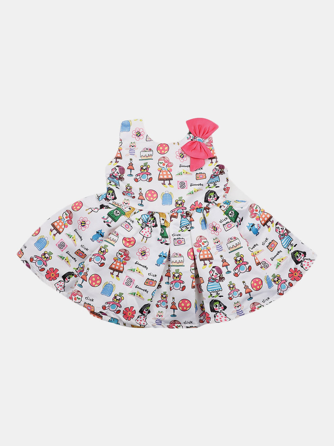 

V-Mart Infant Girls Floral Printed Cotton A-Line Dress, Off white