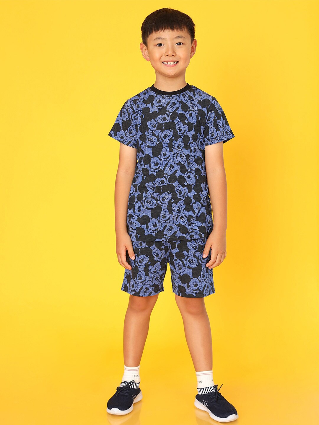 

BONKIDS Boys Printed Pure Cotton T-shirt with Shorts, Blue