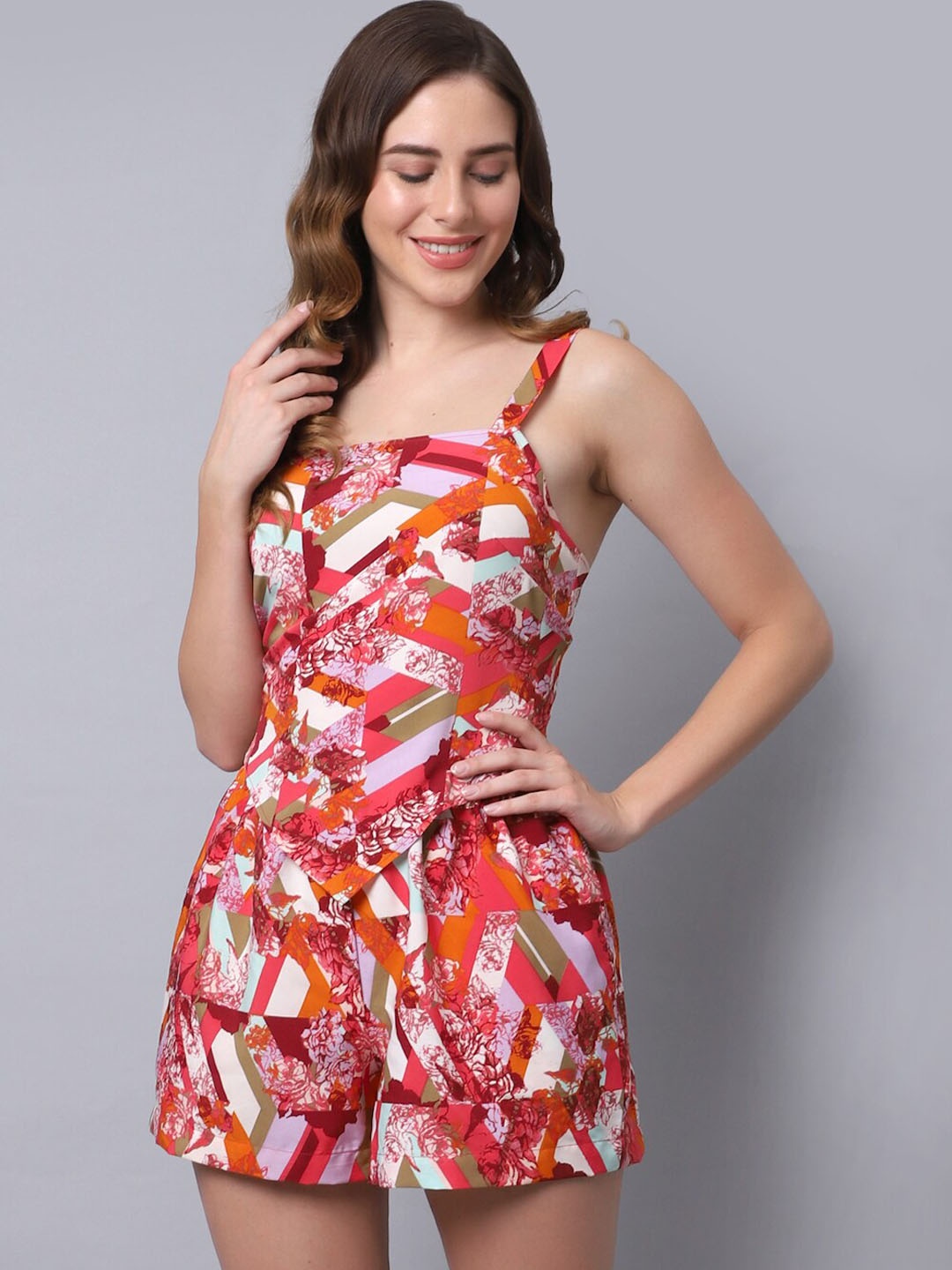 

EROTISSCH Orange-Coloured & White Printed Swimwear Set