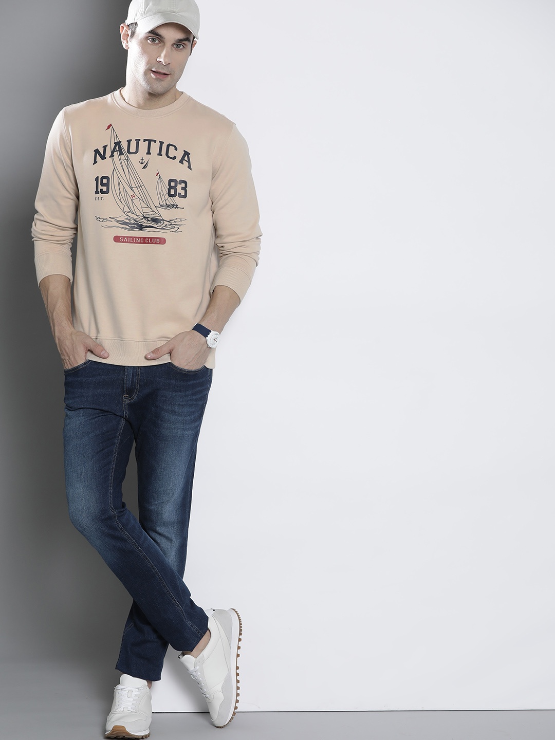

Nautica Men Printed Sweatshirt, Beige