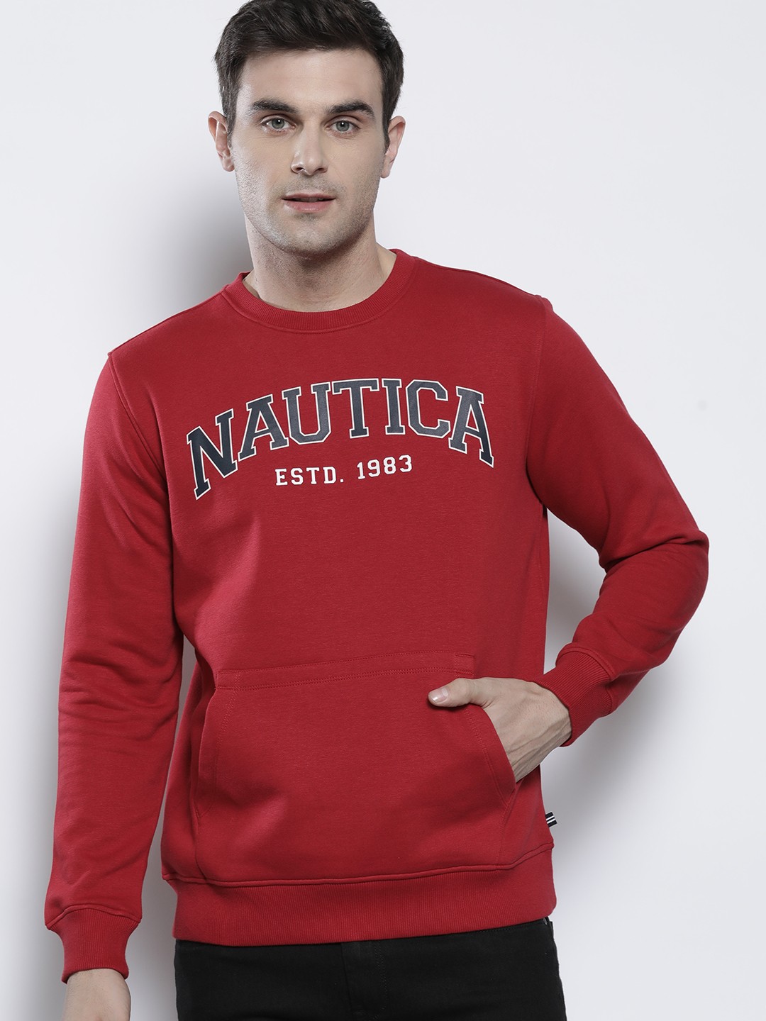 

Nautica Men Brand Logo Printed Sweatshirt, Red