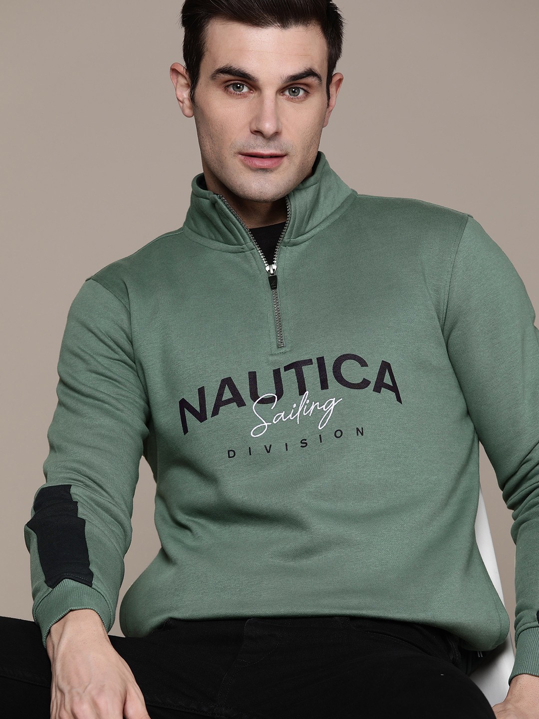 

Nautica Printed Half Zipper Sweatshirt, Green