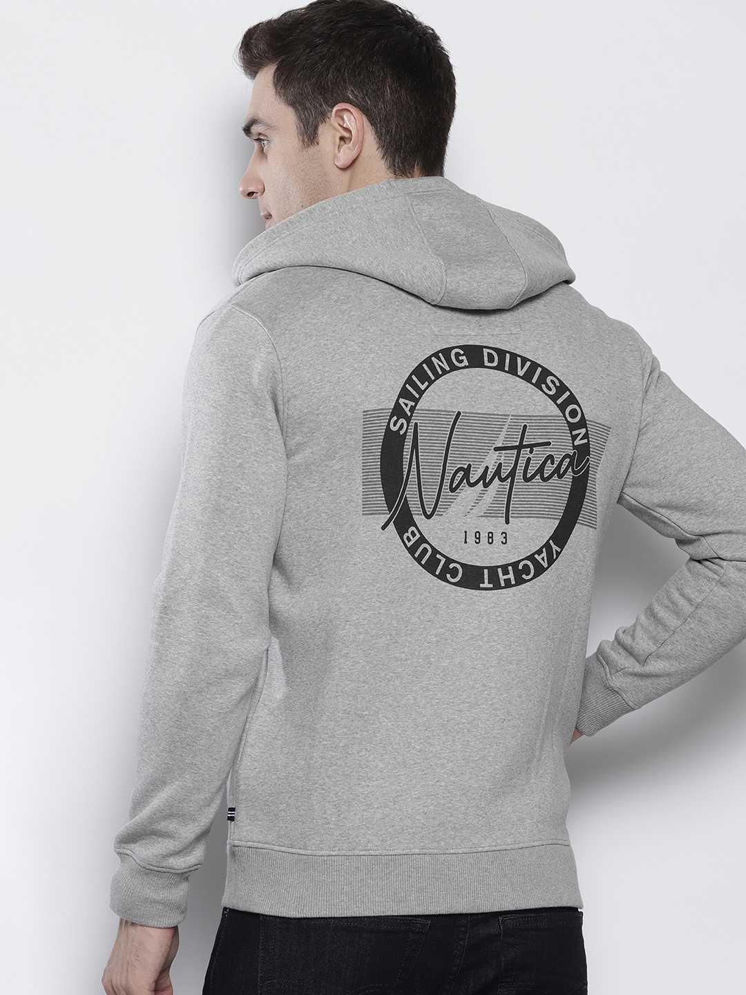 

Nautica Back Print Hooded Sweatshirt, Grey melange