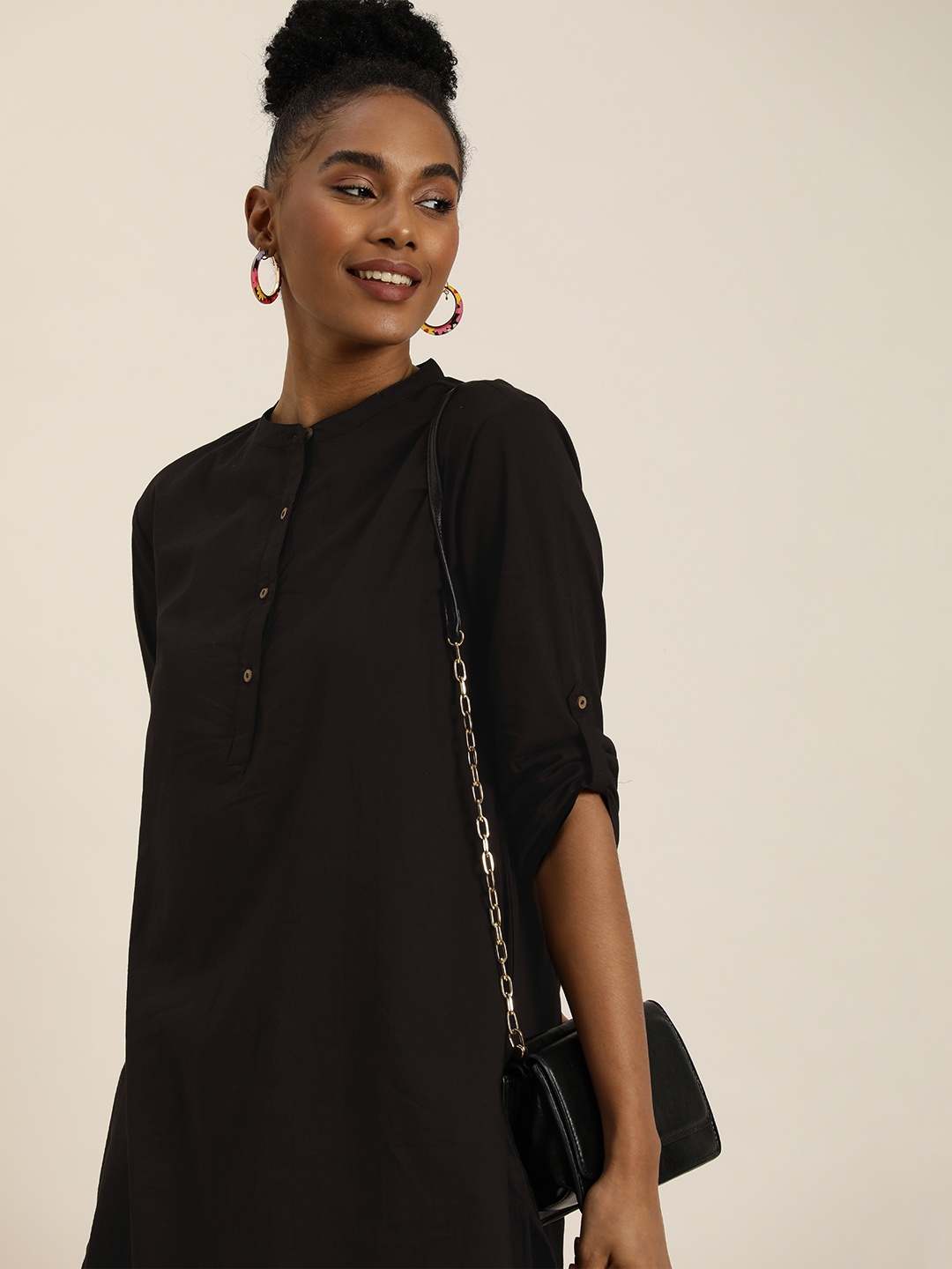 

Taavi Women Ajrakh Pure Cotton Kurta With Dhoti Pants, Black