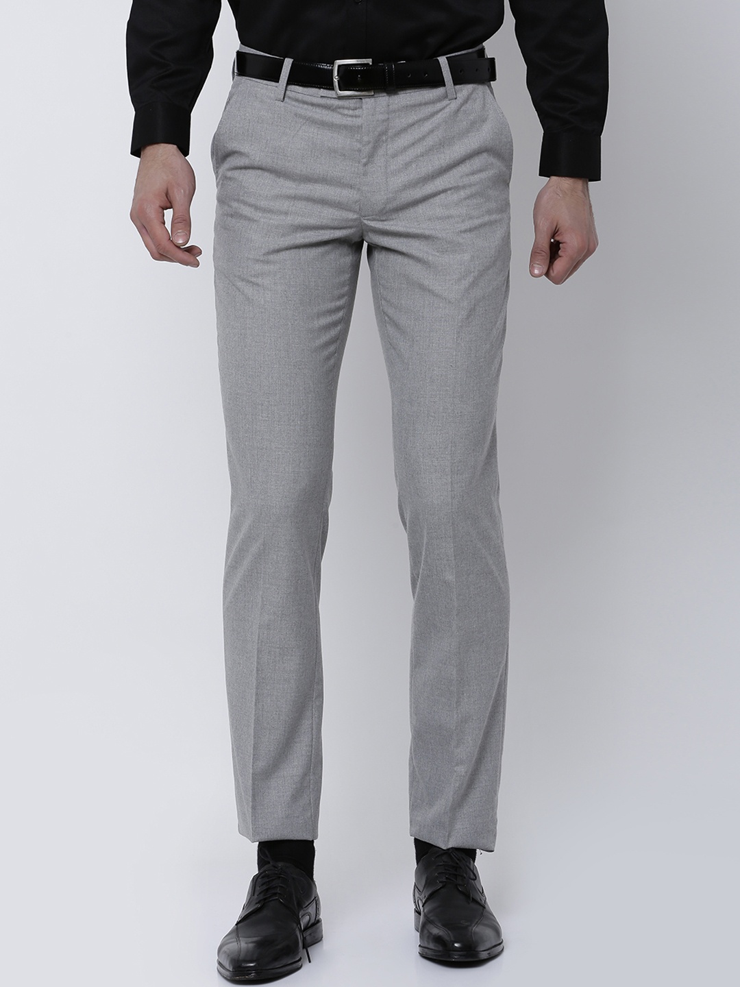 

Black coffee Men Grey Regular Fit Solid Formal Trousers