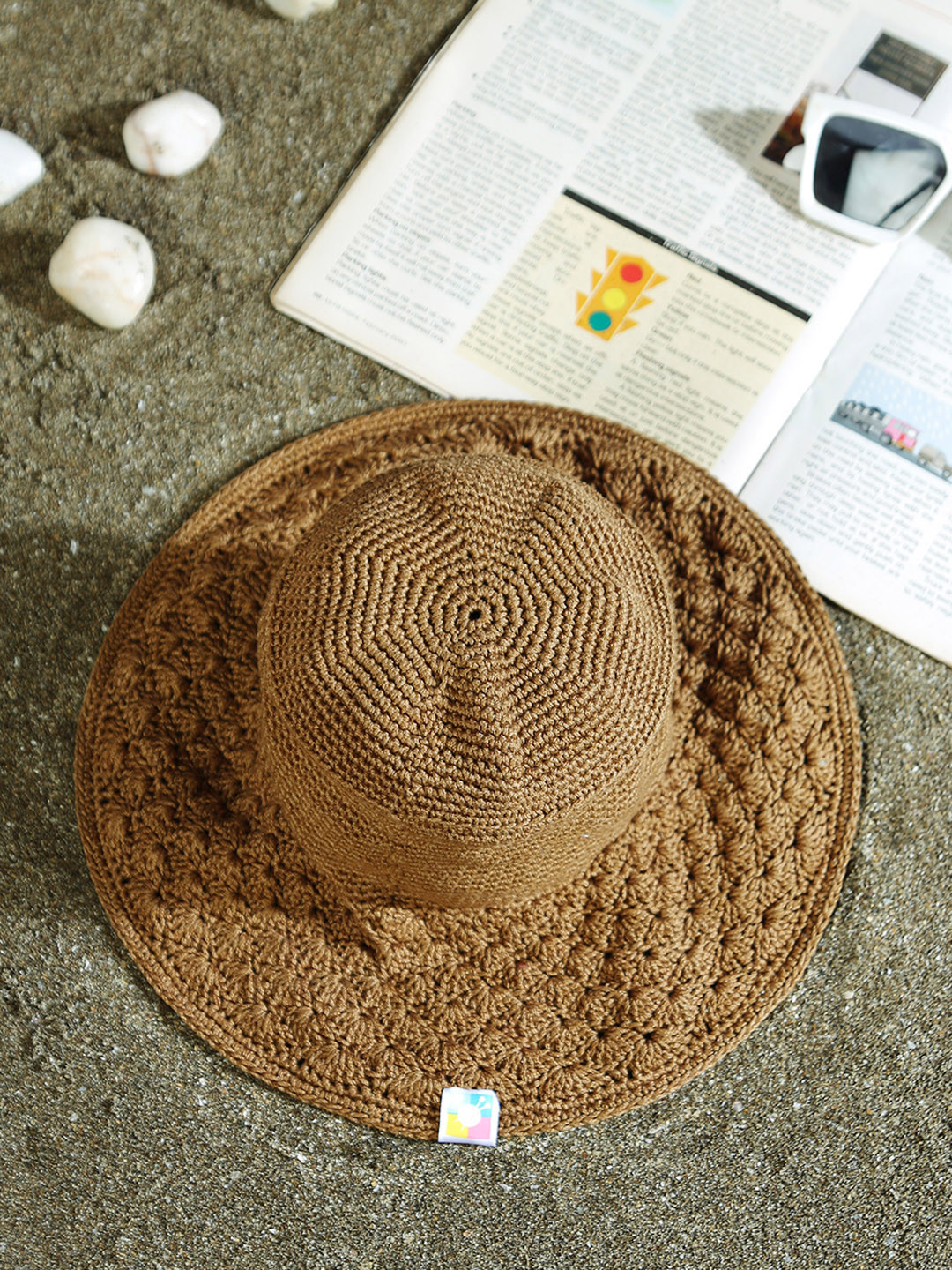 

Magic Needles Women Crochet Woven Sun Hat, Brown